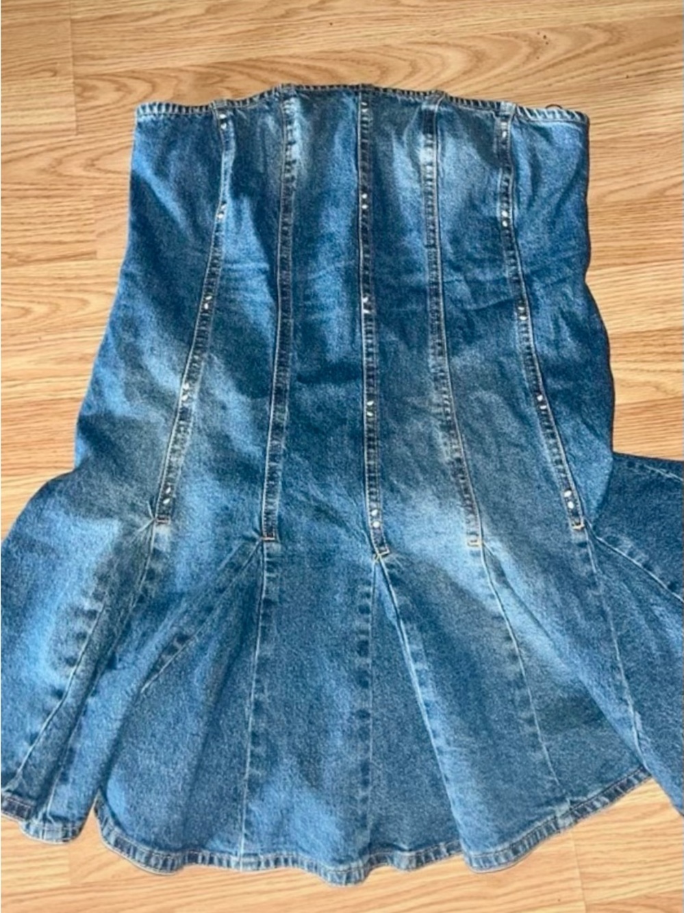 Denim Strapless Jean Mini Dress🌼-